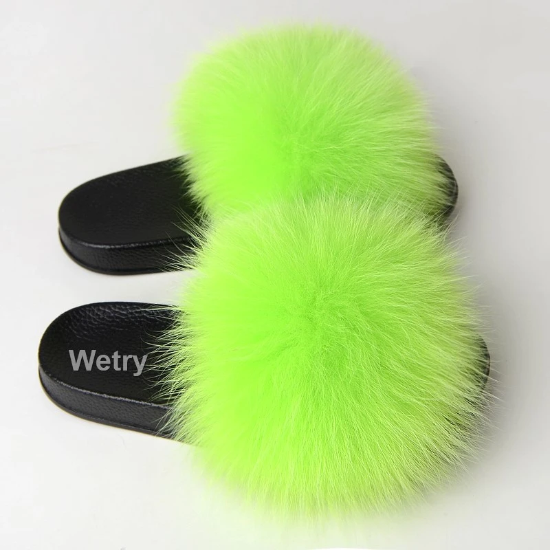 fox fur slippers Тапочки с лисьим мехом; Милые Пляжные шлепанцы с мехом; размеры 36-45 - Цвет: fox fur slippers