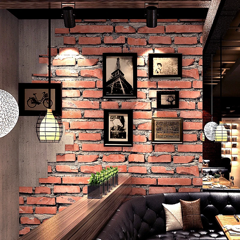 

Vintage 3D Faux Brick Wallpaper Roll PVC Waterproof Red Brick Wall Vinyl Wall Paper Home Decor Living Room Papel De Parede 3D