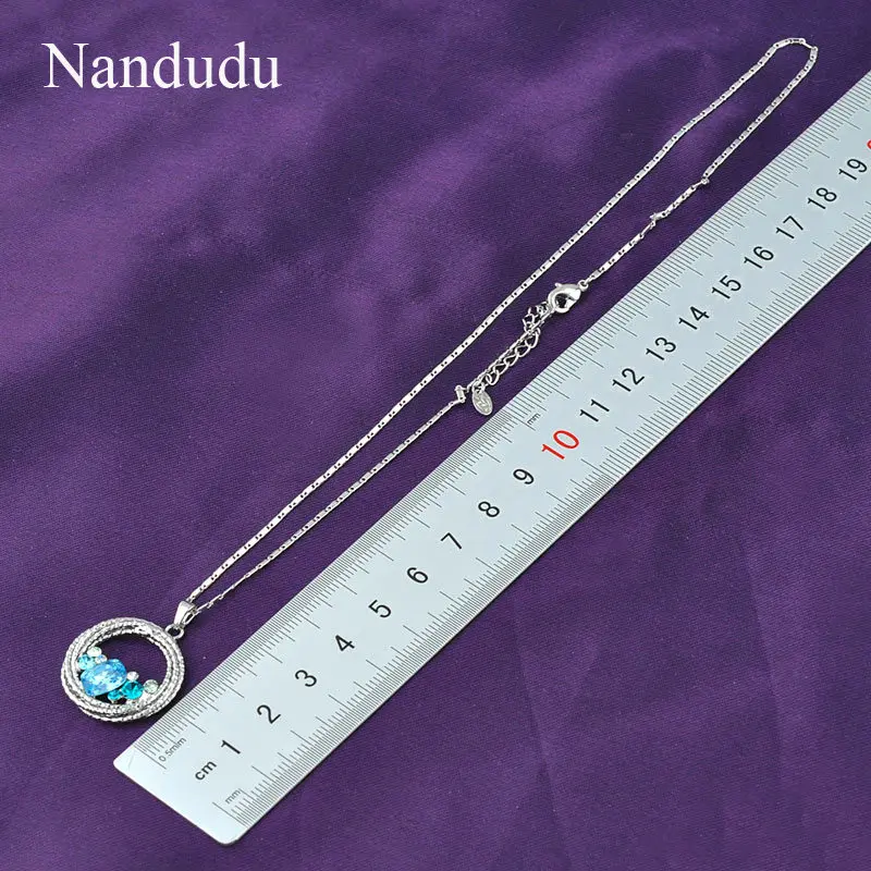 Nandudu круглая подвеска ожерелье с синими Австрийскими кристаллами Очаровательное