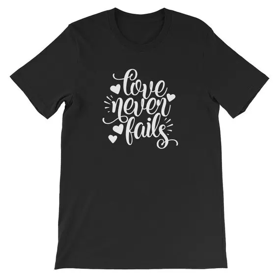 Новинка рубашка на День святого Валентина с надписью Love Never Fails Christian женская