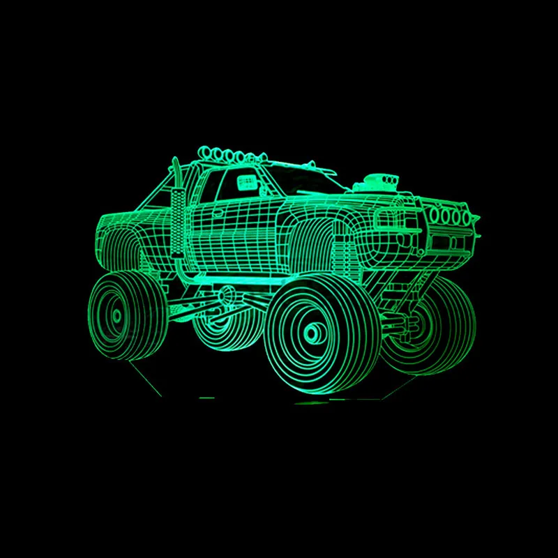 

YIMIA Creative Go-Kart/C 7 Color Change 3D LED Light Acrylic Touch USB Lamp Room Table Desk Night Light Kid's Gift Funs