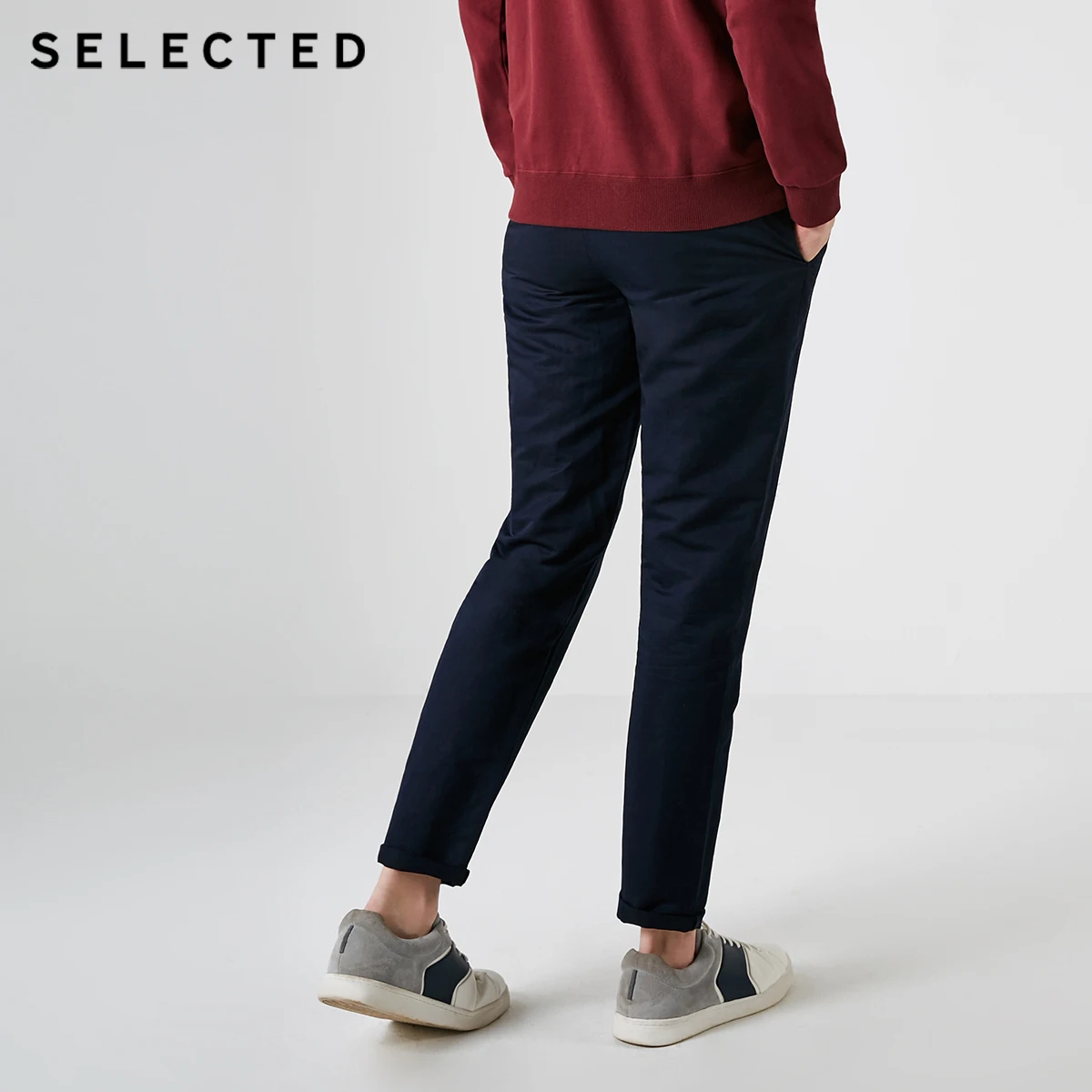 SELECTED Men's Cotton& Linen Light-weight Pure Color Straight Fit Washed Pants S|418314542