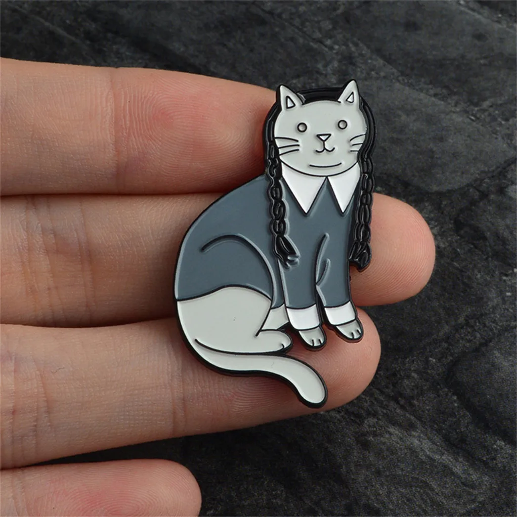 Qianraq стильная панк-брошь Goth Cat в виде темной кошки винтажные значки ведьмы