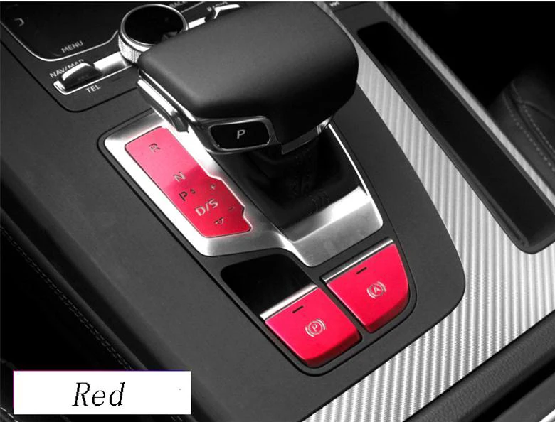Red Автомобильный Стайлинг для Audi Q5L переключения передач Панель крышка отделка P электронный ручной тормоз кнопки наклейки Авто интерьерные аксессуары - Название цвета: Red