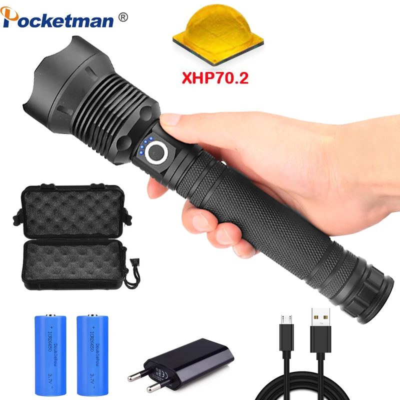 Мощный фонарик xhp70.2 7000 лм светодиодный с usb и зумом батарея xhp70 xhp50 18650 или 26650