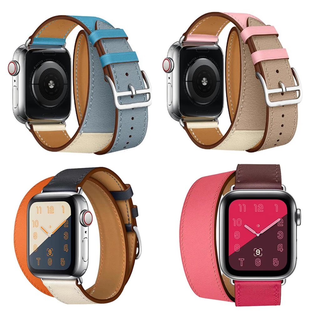 Двойной пряжкой ремешок для наручных часов Apple Watch Series 4 версия 1 2 3 38 мм 42 40 44 iwatch из