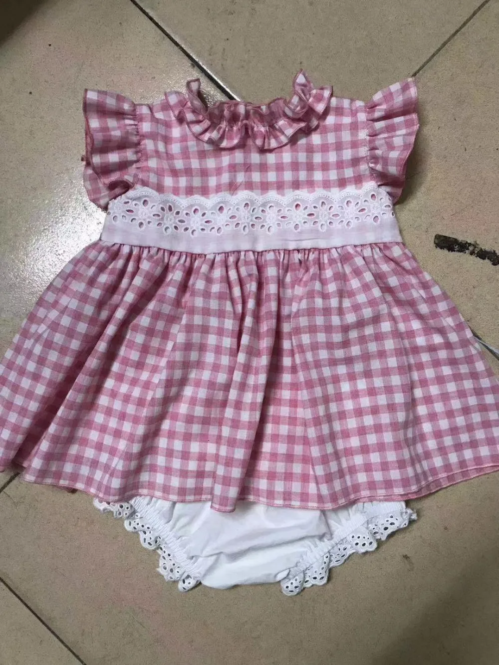 

2019 New arrived summer clothing set pink white plaid tops +white shorts boutique baby clothing