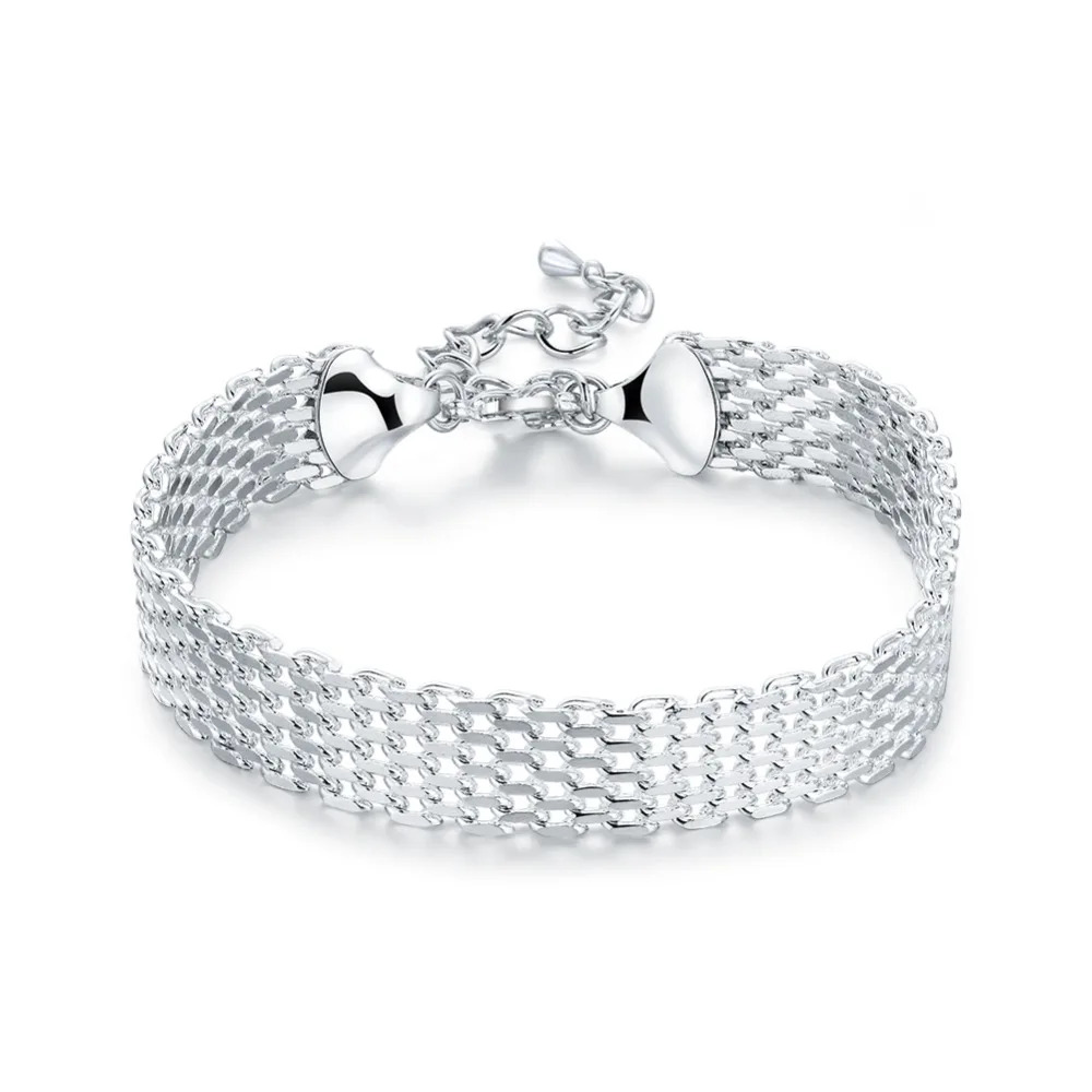 

Women's Fashion bracelet silver color colour Wide 9mm soft watchband chram bracelet & bangles fashion jewelry gift bags H563