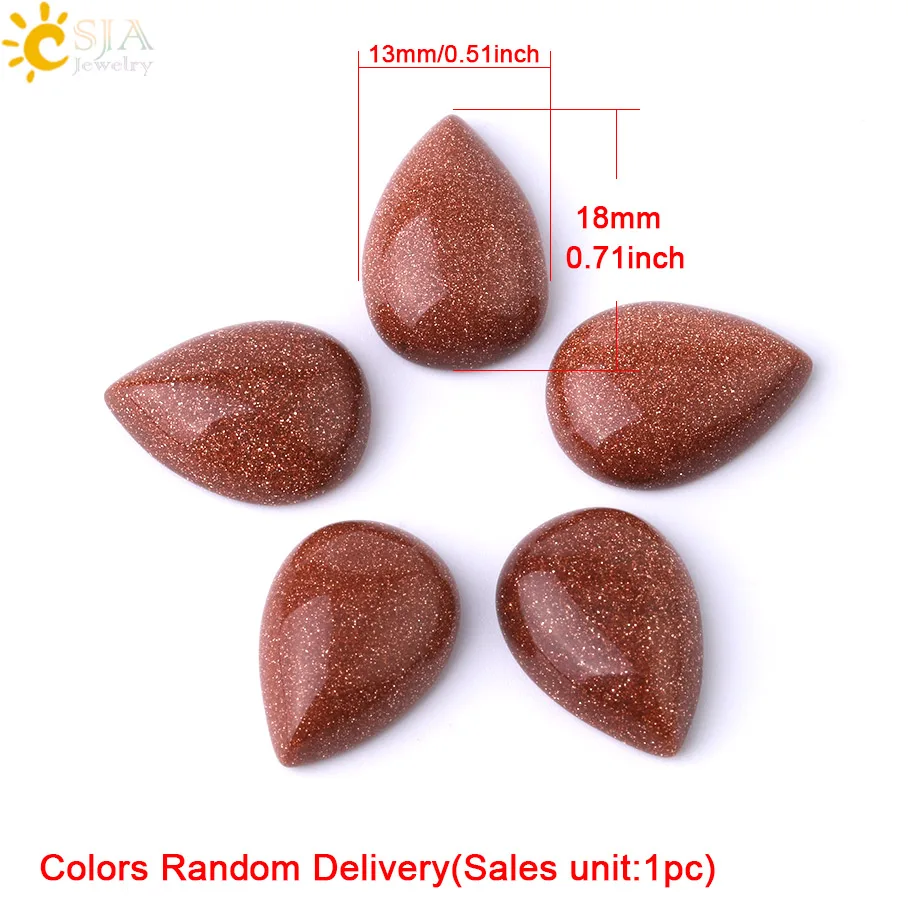 Brown Sand--13x18mm CSJA Натуральный Камень Каплевидный кабошон основа бусины для ручного ремесла ювелирных изделий Аксессуары DIY кольцо серьги 13x18 мм 10x14 мм F838 - Цвет: Brown Sand--13x18mm