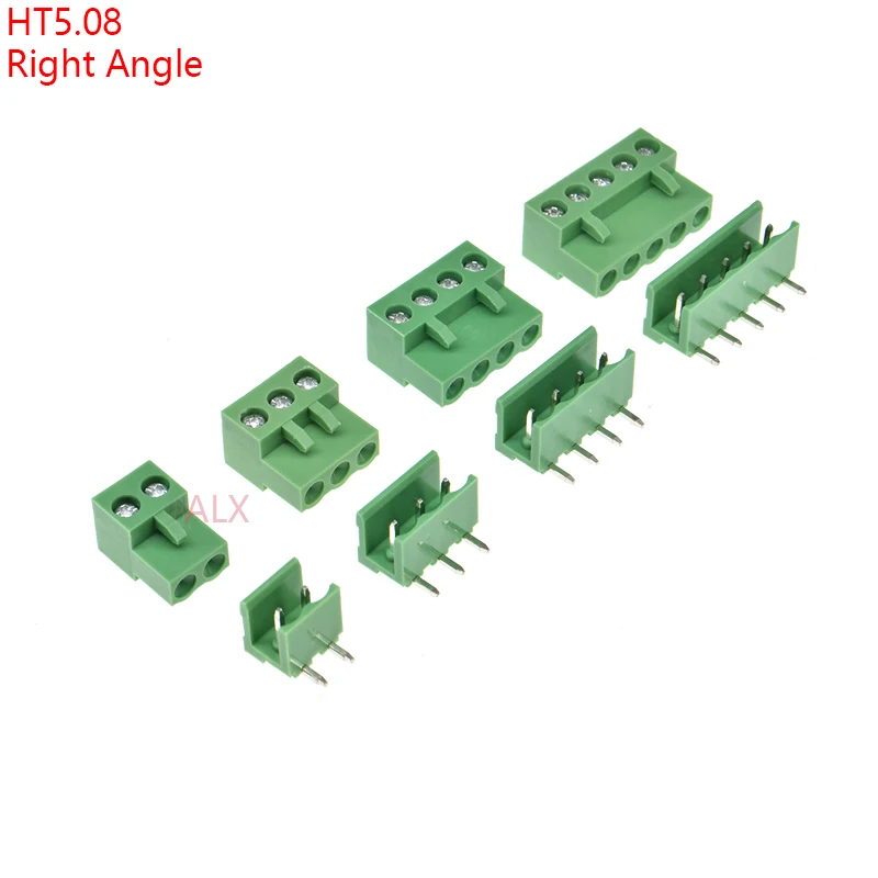 10 комплектов HT5.08 2/3/4/5/6/7/8/9 pin прямой угол pcb винтовая Клеммная колодка коннектор 5 08