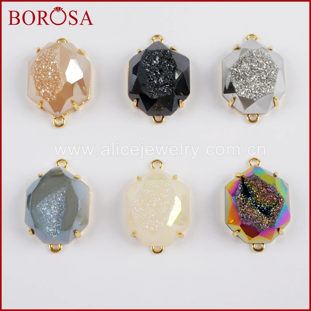 BOROSA 5/10 шт. Граненый граненый коннектор из разноцветного титана модные