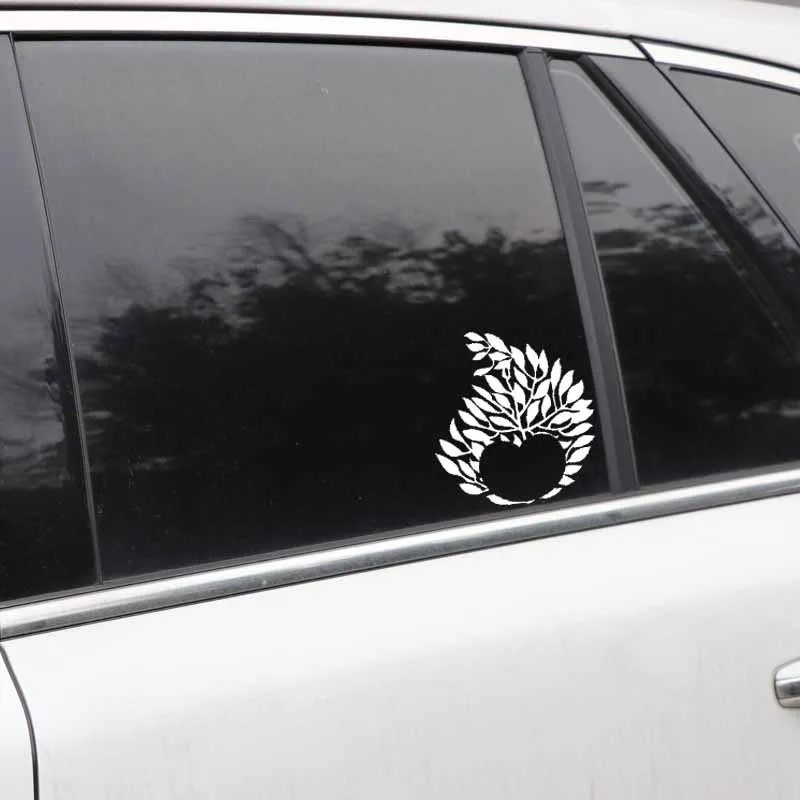 

YJZT 15.4CM*16.8CM Creative Design Car Sticker Vinyl Decal Flowers And Leaves And Love Black/Silver C23-0669