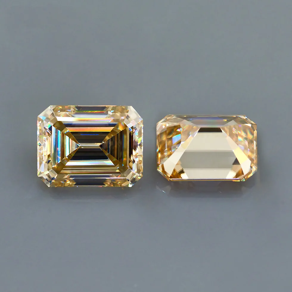 Желтое кольцо с цирконовым покрытием Изумрудное 5.0ct карат 9*11 мм желтый