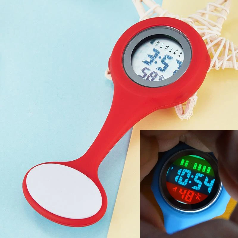 8 цветов цифровой светящийся циферблат клипса брелок для медсестры брошь булавка