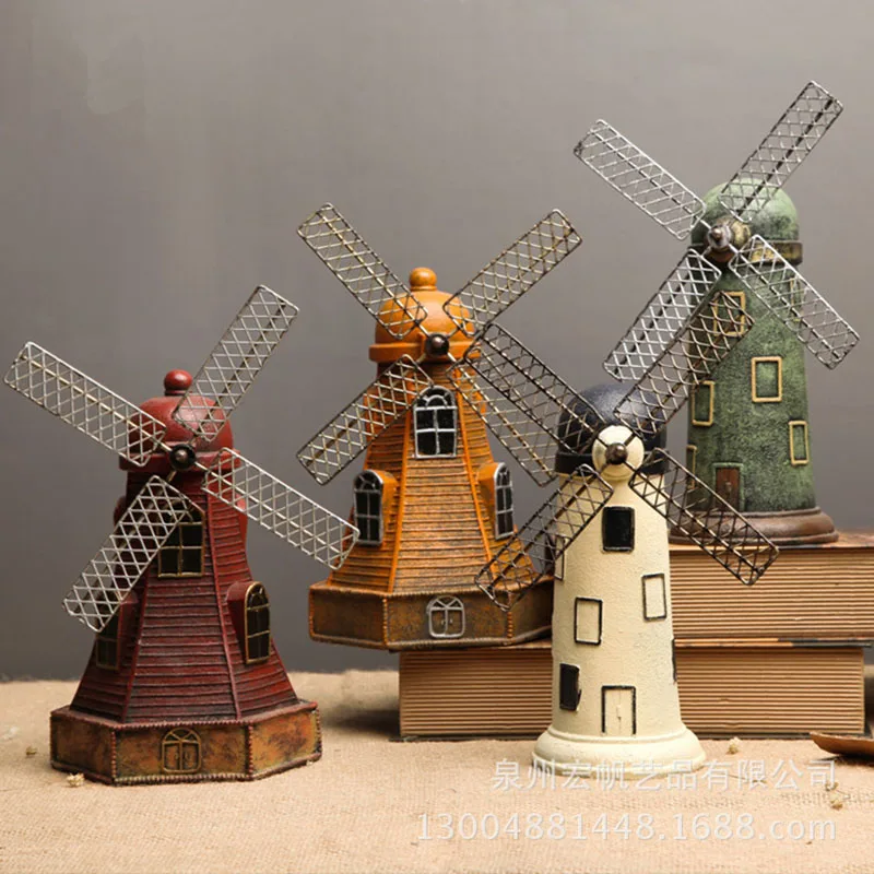 

Creative Home Retro Windmill Resin Crafts Piggy Bank Shop Photo Studio Props Clubs Match b