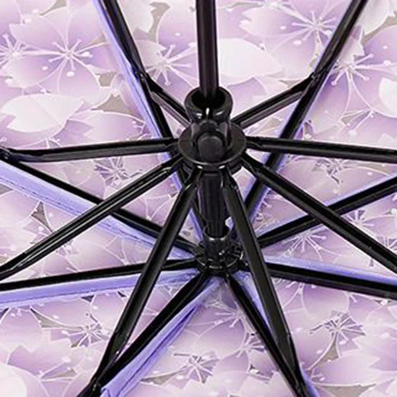 Женский прозрачный Солнечный зонтик складной Сакура вишня зонтики с принтами