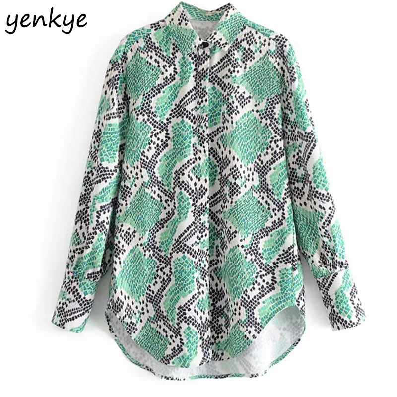 2019 Женская разноцветная блузка с животным принтом женская рубашка отложным