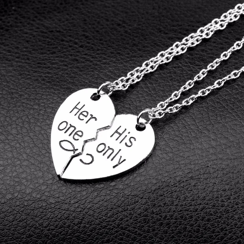 2 шт./компл. &quotHer one His Only&quot пара ожерелья с буквой Мода подвеска в виде разбитого