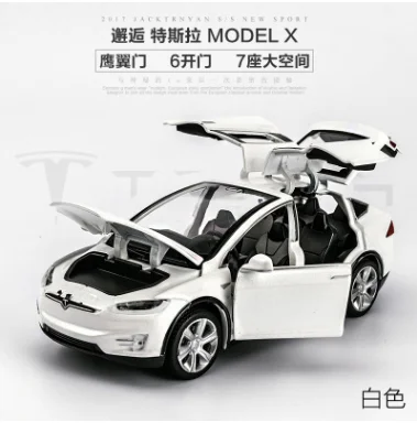 White 1:32 Сплав Tesla MODELX90 Металлический Игрушечный Автомобиль вернуть мощную вспышку детский гоночный автомобиль музыка мальчики подарок - Цвет: White