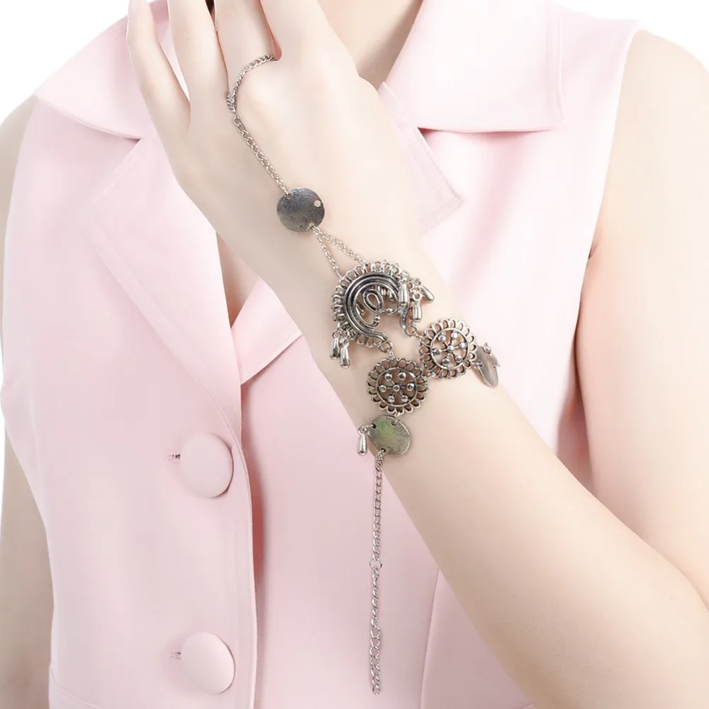 Цыганская цепь на палец в стиле бохо винтажные браслеты с цветами античный