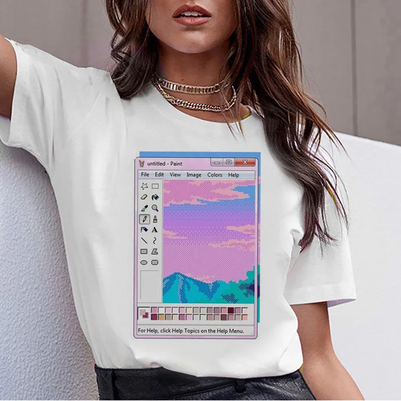 2511 Эстетика vaporwave, футболка,, женская футболка, Женский Топ, футболка, футболка в стиле хип-хоп, Корейская, повседневная, летняя, 90 s, графический, harajuku - Цвет: 2511