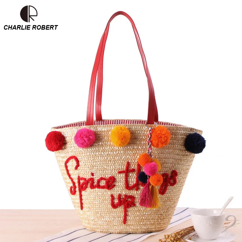 

2019 Straw Bags Women New Summer Rattan Bag Handmade Woven Beach Top-Handle Bag Four Colors Circle Bohemia Handbag Bali Box