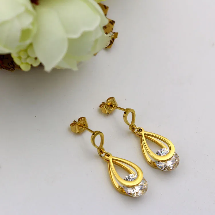 Женские серьги-пусеты Martick из нержавеющей стали золотого цвета с капельным