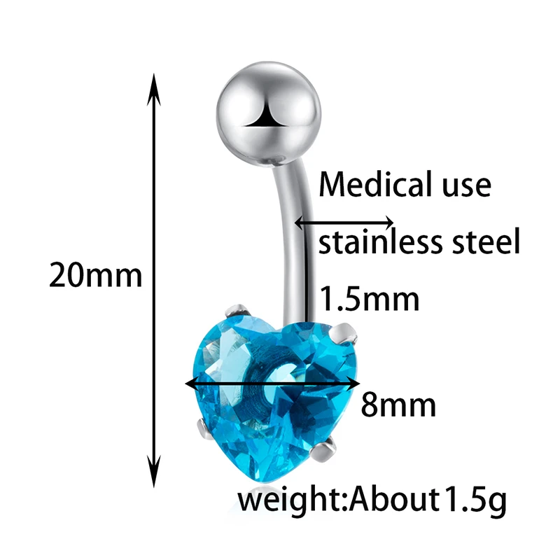 Fashion children's heart-shaped navel ring button nail puncture products |