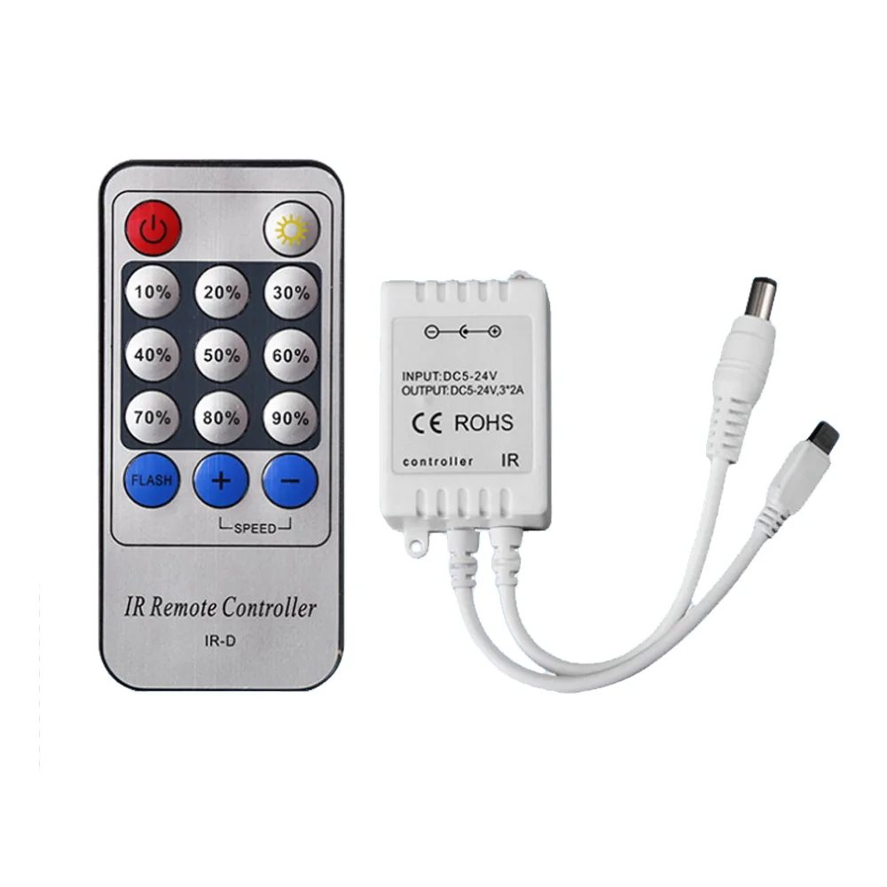 14Keys Single Color LED Controller DC 6A 5V-24V IR Remote Dimmer for 2835 5050 3528 SMD Strip Lights | Лампы и освещение