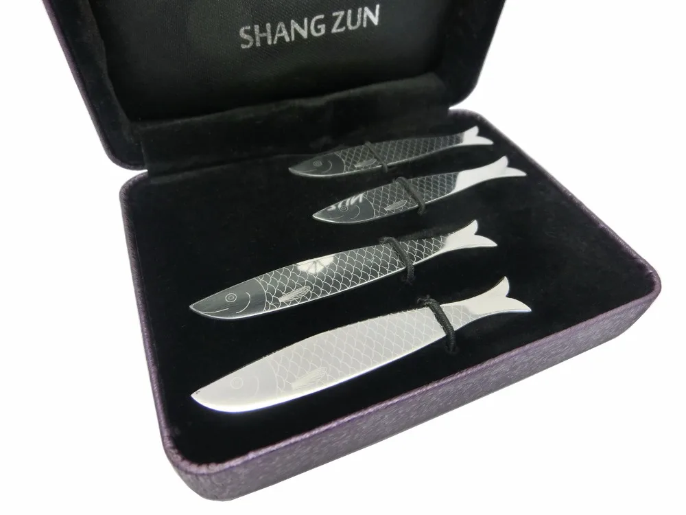 

SHANH ZUN 4 Pcs Unique Fish Design Collar Stays Stainless Steel, 2.2", 2.5"