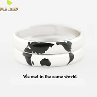 100 925 sterling silver rings for women hemisphere world map jewelry couple open ring men femme loves gift valentines day