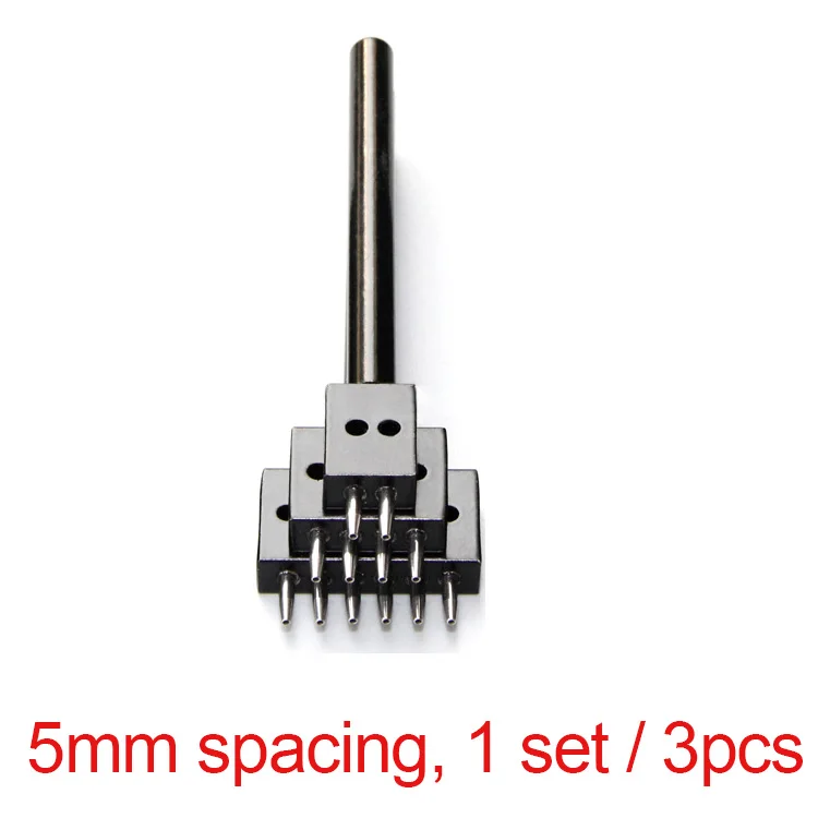 1set 5mm spacing Кожаный Перфоратор Инструмент 4/5/6 мм для шнуровки для сшивания долото набор отверстие 4 шт. строки кругового выреза для прошитая кожа перфорации инструменты - Цвет: 1set 5mm spacing