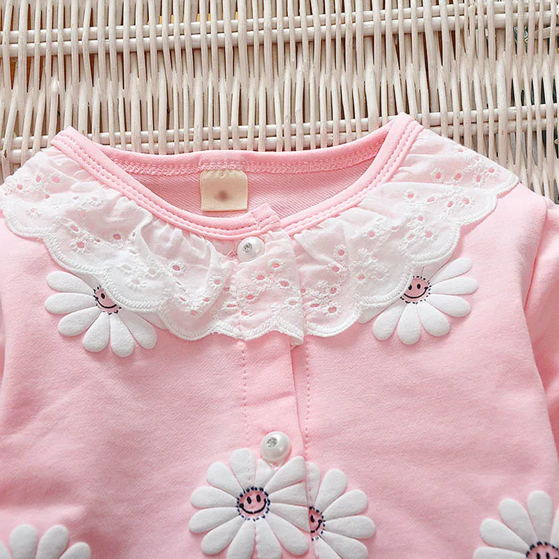 BibiCola newborn baby girls floral lace outerwear coat clothes spring autumn 0-2Y new infant toddler cute warm jackets coats |