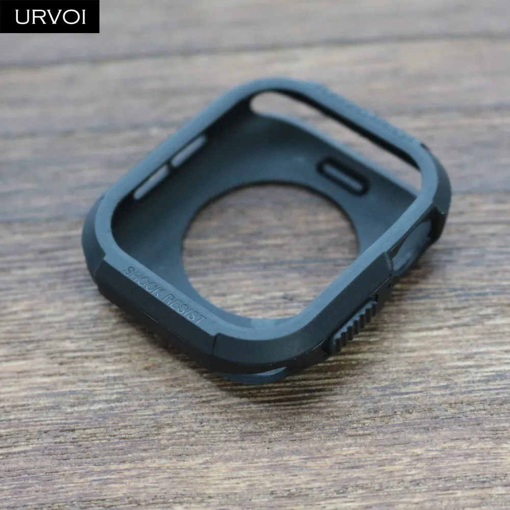 Black URVOI рамка для apple watch 4 5 чехол TPU чехол для iwatch анти-Шокированный протектор жесткий Броня Жесткий чехол ремешок 40 44 мм белый черный - Цвет: Black