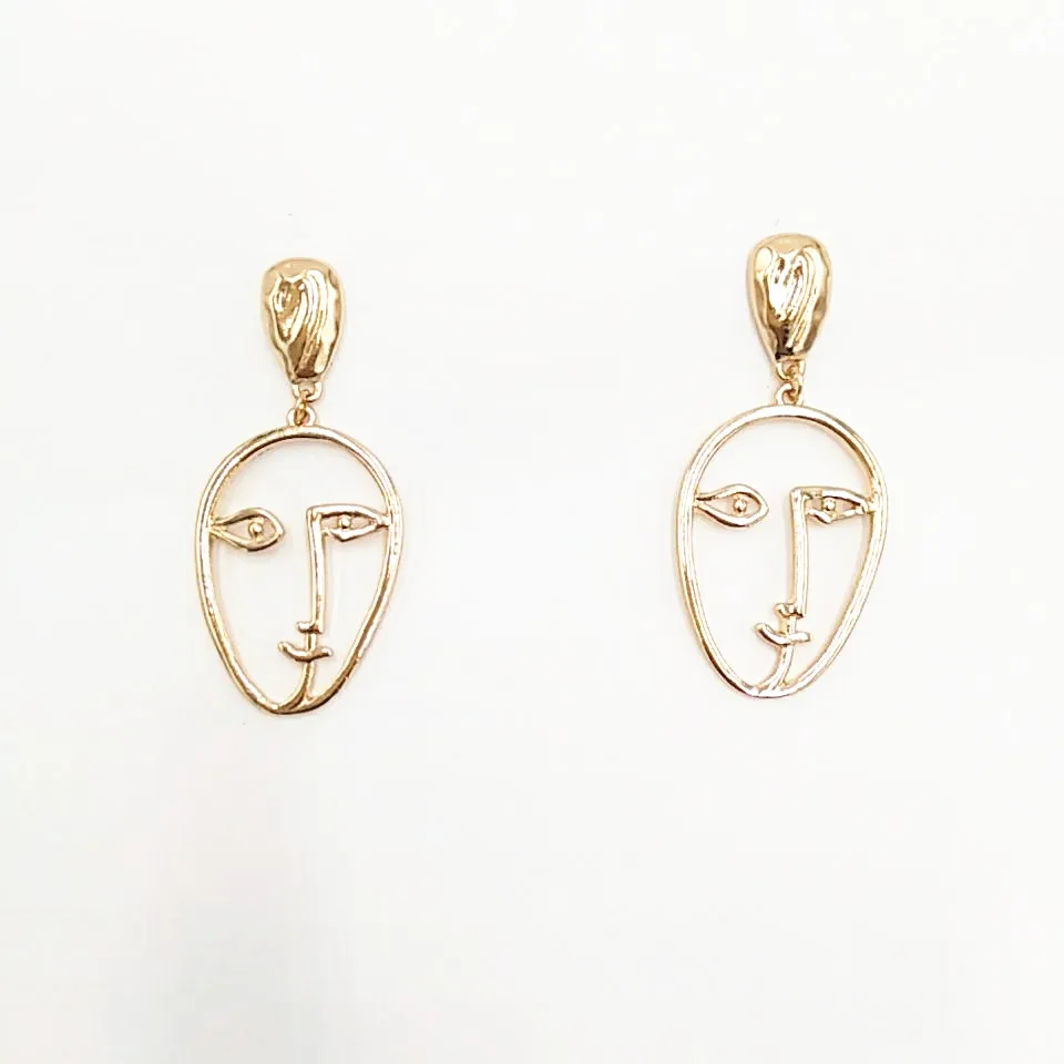 free shipping 6 pair /lot fashion jewelry Artistic Temperament Hand Made Abstract Face Female Earrings | Украшения и аксессуары