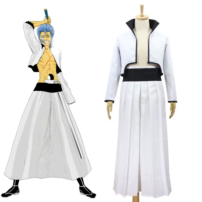 Bleach Grimmjow Jaggerjack Косплей Костюм Jeagerjaques полный комплект белый Кендо кимоно(куртка+ брюки+ ремень) костюмы на Хэллоуин