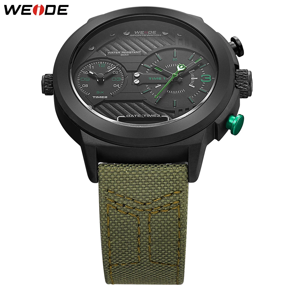 WEIDE мужской нейлоновый ремешок браслет наручные часы кварцевый механизм календарь несколько часовых поясов Автоматическая Дата Календарь Relogio Masculino