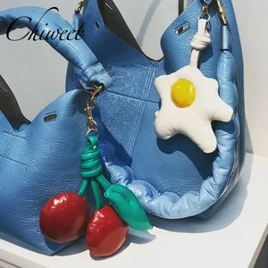 hot brand designer chubby soft leather big accessories ladies women bag pendant girls cute lolita mobile phone ring pendants free global shipping