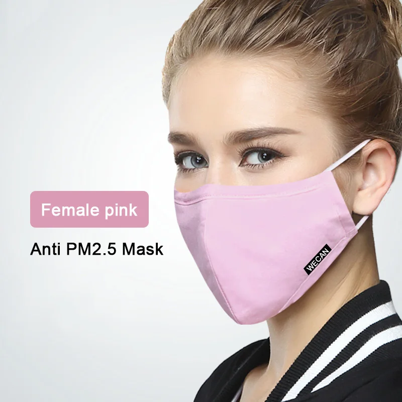 Women Pink Kpop хлопок против пыли гриппа лица рот маска для зимнего бега с угольным фильтром медицинский KN95 анти PM2.5 черная маска на рот - Цвет: Women Pink