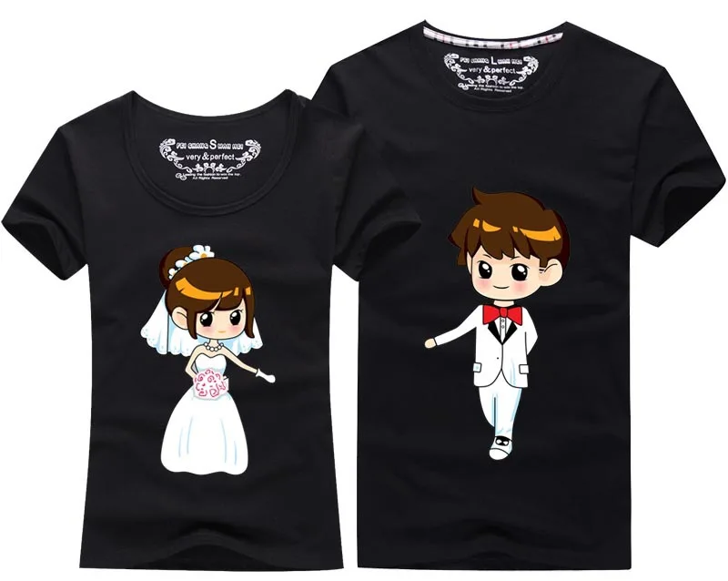 2017 Новый стиль парная футболка для свадьбы мужская и женская с коротким рукавом