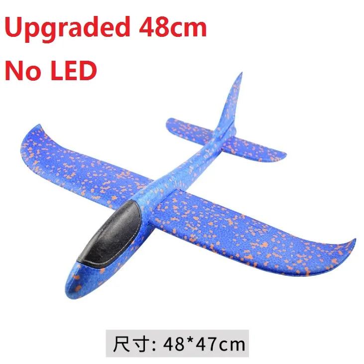 Blue 48cm NO LED Большой хорошее качество 48 см светодиодный ручной запуск метательный самолет планерный самолет инерционная пена EPP игрушка детская модель самолета для отдыха на открытом воздухе - Цвет: Blue 48cm NO LED