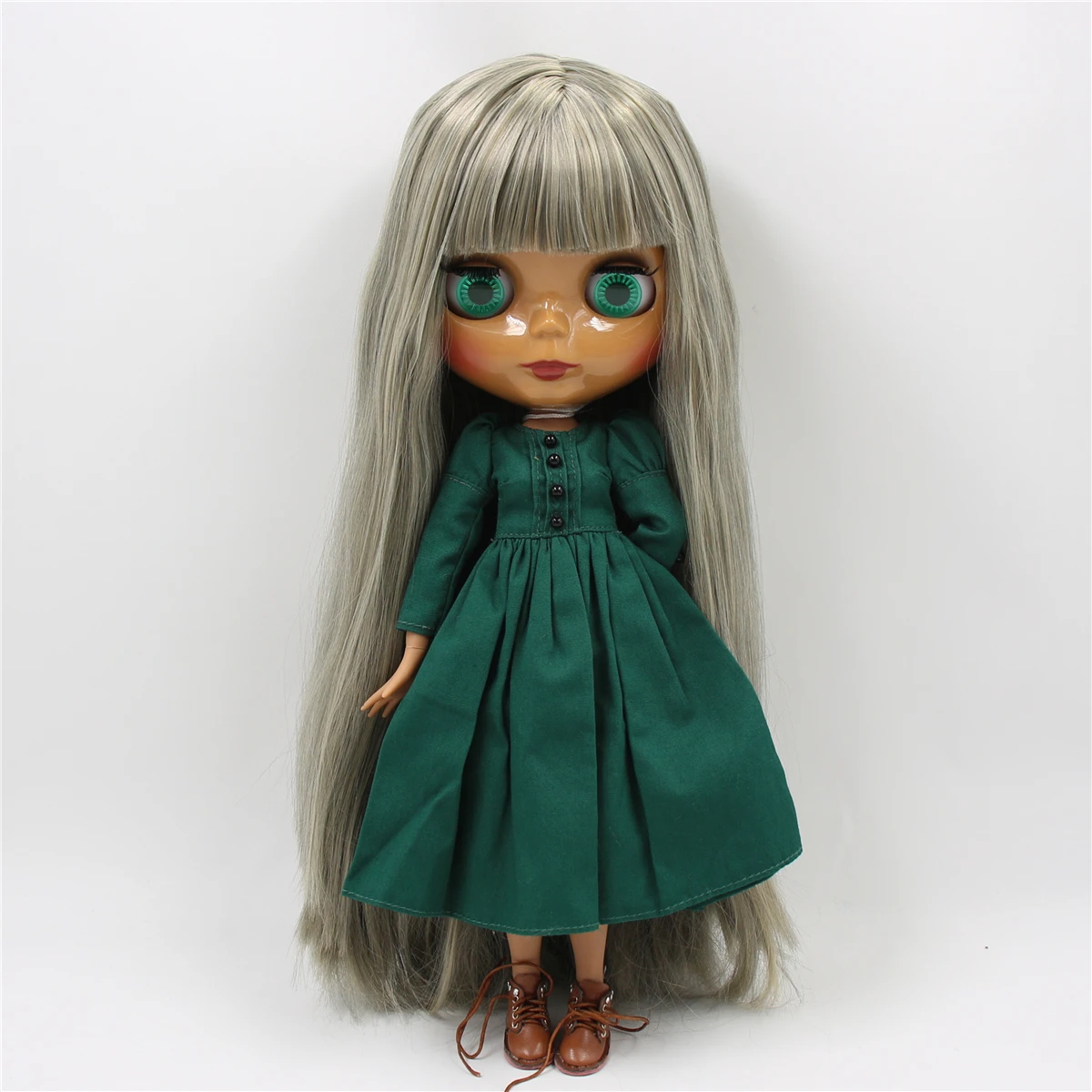 Фабрика blyth кукла 1/6 bjd шарнир тела темная кожа матовое лицо фиолетовые волосы без
