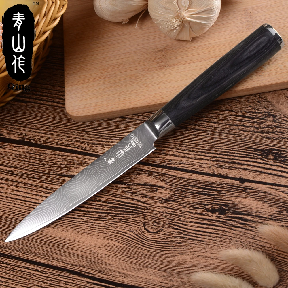 QING Japan VG10 дамасский шеф повар кухонный нож с цветной деревянной ручкой