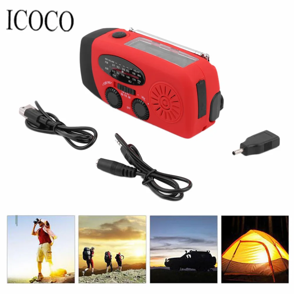3 in 1 Emergency Charger Hand Crank Generator Wind/Solar/Dynamo Powered FM/AM Radio Phones Chargers LED Flashlight Hot Sale | Лампы и