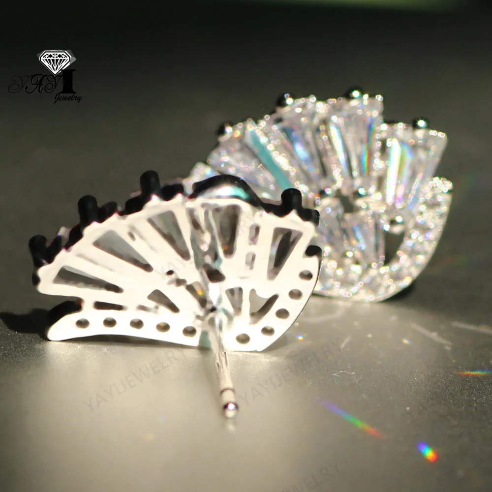 Ювелирные изделия YaYI Мода Принцесса 12CT серебро белый циркон Цвет Длинные серьги