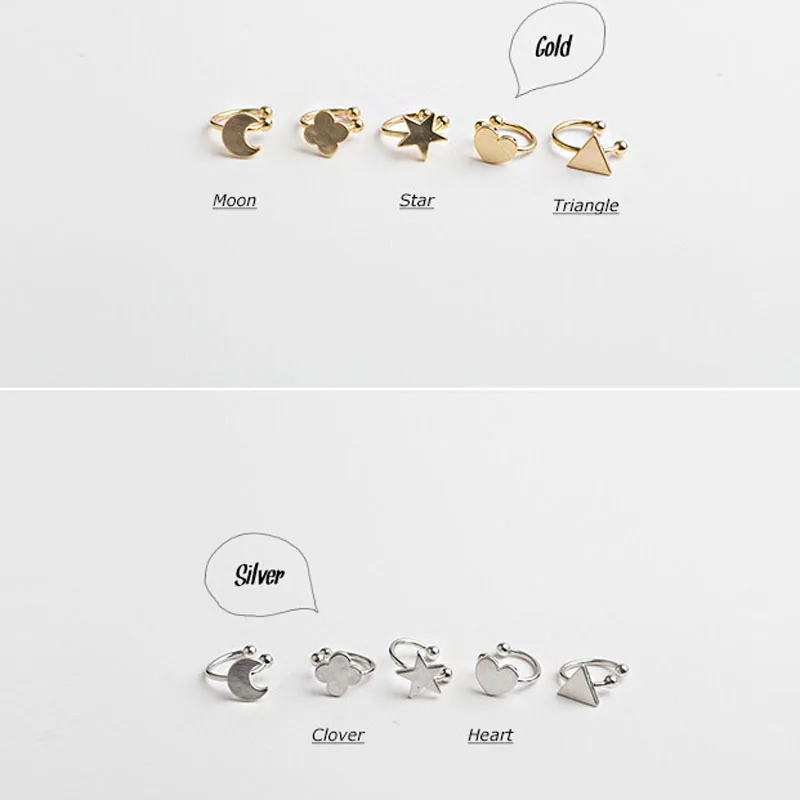 

New female earrings love five-pointed star moon flower Ear Clip Girl Jewelry wholesale