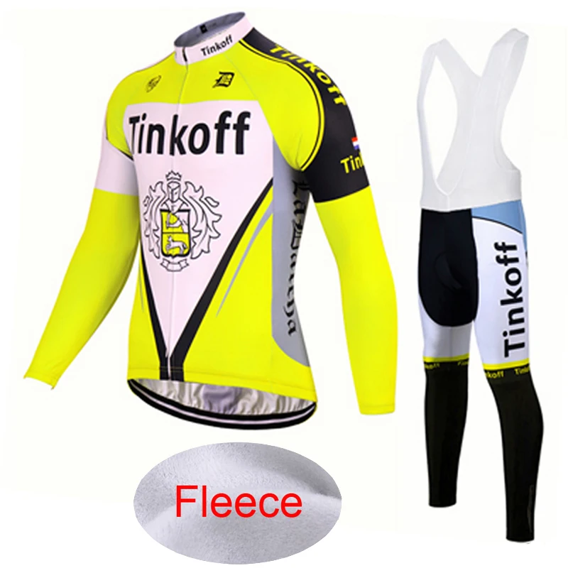 

Winter Thermal Fleece 2018 Pro Team Tinkoff Cycling Jersey/ Fluor Yellow Gel Pad Long Sleeve MTB Bike Bicycle Clothing Ciclismo