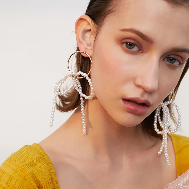 Свежий сладкий дикий серьги из искусственного жемчуга женские длинные