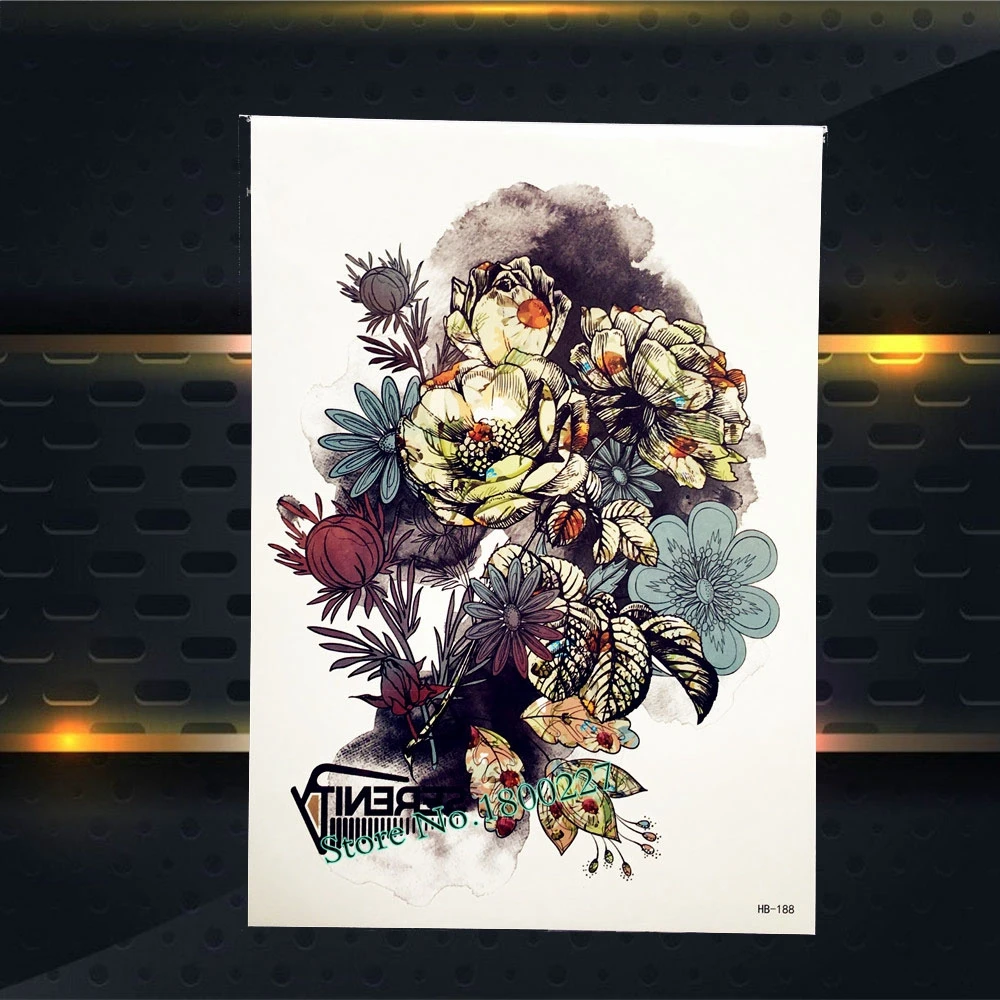 Большие временные татуировки летнего стиля пляж водонепроницаемая мнимый