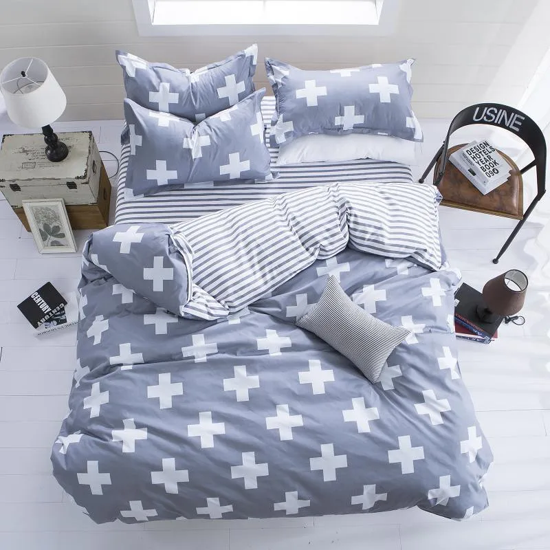 

New Fashion Bedding Set 4pcs/3pcs Duvet Cover Sets Soft Cotton Bed Linen Flat Bed Sheet Set Pillowcase Home Textile Drop Ship